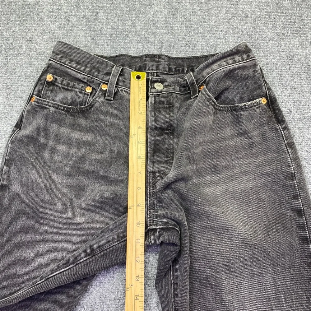 Levis 501 90s Premium Straight Leg Jeans Faded Black Button Fly Sz 28 Grunge
